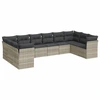 Image de vidaXL Ensemble de 10 canapés de jardin avec coussins gris clair Poly rotin