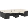 Image de vidaXL Ensemble de salon de jardin 11 pièces avec coussins noir poly rotin
