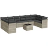 Image de ensemble de salon de jardin 11 pièces avec coussins gris clair Poly rotin