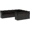 Image de vidaXL Ensemble de 10 canapés de jardin avec coussins noir poly rotin