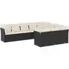 Image de vidaXL Ensemble de 10 canapés de jardin avec coussins noir poly rotin