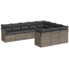 Image de vidaXL Ensemble de salon de jardin 10 pièces avec coussins Gris Poly Rattan