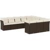 Image de vidaXL Ensemble de salon de jardin 10 pièces avec coussins Marron Poly Rattan