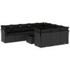 Image de vidaXL Ensemble de salon de jardin 11 pièces avec coussins noir poly rotin