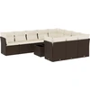 Image de vidaXL Ensemble de salon de jardin 11 pièces avec coussins Marron Poly rotin