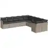 Image de vidaXL Ensemble de 10 canapés de jardin avec coussins gris clair Poly rotin