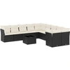 Image de vidaXL Ensemble de salon de jardin 11 pièces avec coussins noir poly rotin