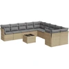 Image de vidaXL Ensemble de salon de jardin 11 pièces avec coussins Beige Poly Rattan