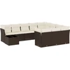 Image de vidaXL Ensemble de salon de jardin 11 pièces avec coussins Marron Poly rotin