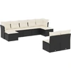 Image de vidaXL Ensemble de salon de jardin 9 pièces avec coussins noir poly rotin