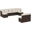 Image de vidaXL Ensemble de salon de jardin 9 pièces avec coussins Marron Poly Rattan