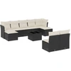Image de vidaXL Ensemble de 10 canapés de jardin avec coussins noir poly rotin