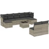Image de vidaXL Ensemble de 10 canapés de jardin avec coussins gris clair Poly rotin