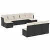 Image de vidaXL Ensemble de 10 canapés de jardin avec coussins noir poly rotin