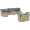 Image de vidaXL Ensemble de salon de jardin 9 pièces avec coussins beige Poly rotin