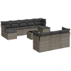 Image de vidaXL Ensemble de salon de jardin 10 pièces avec coussins Gris Poly Rattan
