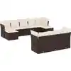 Image de vidaXL Ensemble de salon de jardin 10 pièces avec coussins Marron Poly Rattan
