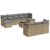 Image de vidaXL Ensemble de salon de jardin 11 pièces avec coussins Beige Poly Rattan