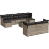 Image de vidaXL Ensemble de salon de jardin 11 pièces avec coussins gris clair Poly rotin