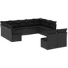 Image de vidaXL Ensemble de salon de jardin 11 pièces avec coussins noir poly rotin