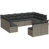 Image de vidaXL Ensemble de salon de jardin 11 pièces avec coussins Gris Poly rotin