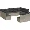 Image de vidaXL Ensemble de salon de jardin 11 pièces avec coussins gris clair Poly rotin