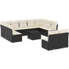Image de vidaXL Ensemble de 12 canapés de jardin avec coussins noir poly rotin