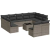 Image de vidaXL Ensemble de salon de jardin 12 pièces avec coussins Gris Poly rotin