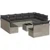 Image de vidaXL Ensemble de 12 canapés de jardin avec coussins gris clair Poly rotin