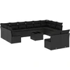 Image de vidaXL Ensemble de 13 canapés de jardin avec coussins noir poly rotin