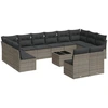 Image de vidaXL Ensemble de 13 canapés de jardin avec coussins Gris Poly Rattan