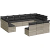 Image de vidaXL Ensemble de 13 canapés de jardin avec coussins gris clair Poly rotin