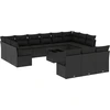 Image de vidaXL Ensemble de salon de jardin 14 pièces avec coussins noir Poly rotin