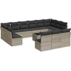 Image de vidaXL Ensemble de salon de jardin 14 pièces avec coussins gris clair Poly rotin