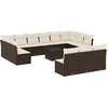 Image de vidaXL Ensemble de salon de jardin 14 pièces avec coussins Marron Poly Rattan