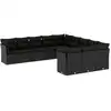 Image de vidaXL Ensemble de salon de jardin 11 pièces avec coussins noir poly rotin