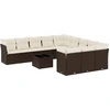 Image de vidaXL Ensemble de salon de jardin 12 pièces avec coussins Marron Poly rotin