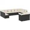 Image de vidaXL Ensemble de 12 canapés de jardin avec coussins noir poly rotin