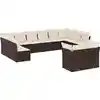 Image de vidaXL Ensemble de salon de jardin 12 pièces avec coussins Marron Poly rotin