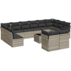 Image de vidaXL Ensemble de 13 canapés de jardin avec coussins gris clair Poly rotin