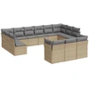 Image de vidaXL Ensemble de 13 canapés de jardin avec coussins Beige Poly Rattan