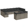 Image de vidaXL Ensemble de 13 canapés de jardin avec coussins Gris Poly Rattan