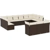 Image de vidaXL Ensemble de 13 canapés de jardin avec coussins Marron Poly Rattan