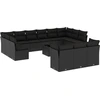 Image de vidaXL Ensemble de salon de jardin 14 pièces avec coussins noir Poly rotin
