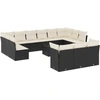 Image de vidaXL Ensemble de salon de jardin 14 pièces avec coussins noir Poly rotin