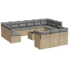 Image de vidaXL Ensemble de salon de jardin 14 pièces avec coussins Beige Poly Rattan