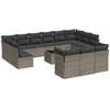 Image de vidaXL Ensemble de salon de jardin 14 pièces avec coussins Gris Poly rotin