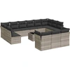 Image de vidaXL Ensemble de salon de jardin 14 pièces avec coussins gris clair Poly rotin