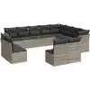 Image de vidaXL Ensemble de 12 canapés de jardin avec coussins gris clair Poly rotin