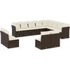 Image de vidaXL Ensemble de salon de jardin 12 pièces avec coussins Marron Poly rotin